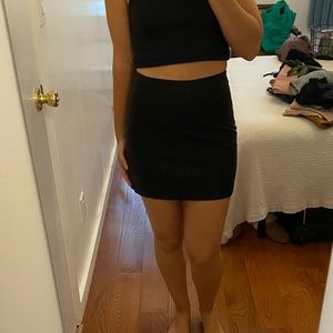 Free People Black Faux Leather Mini Skirt